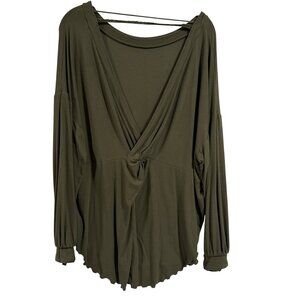 Free People Shimmy Shake Olive Green‎ Boho Top Size M.